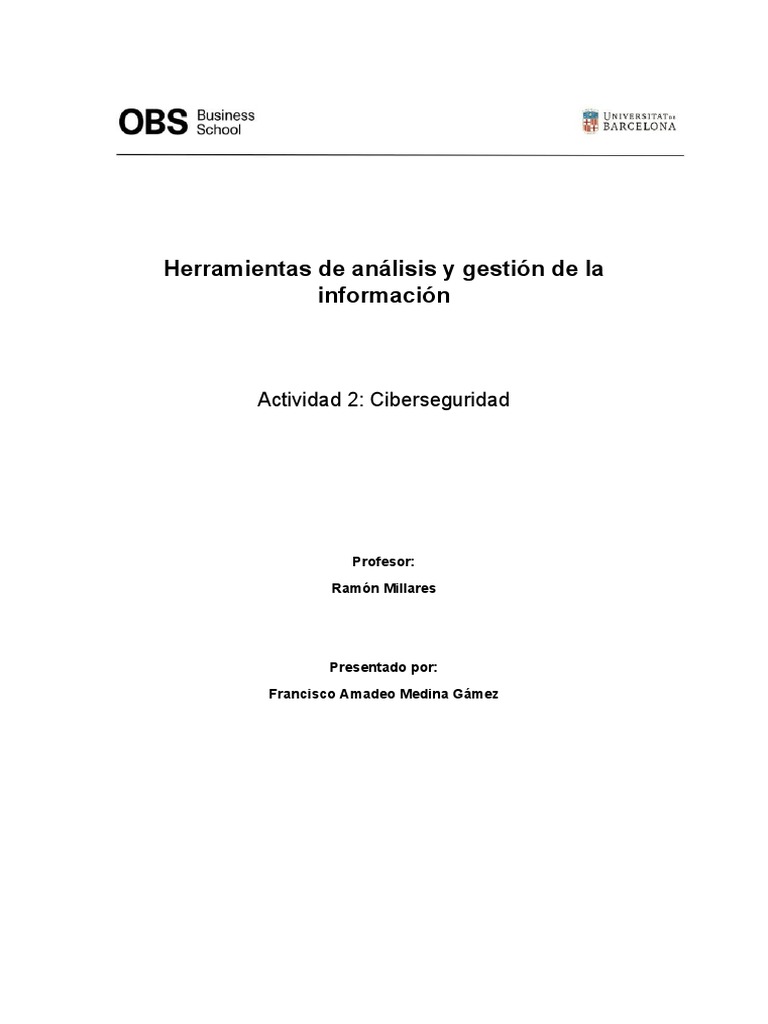 Actividad Ciberseguridad Pdf La Seguridad Informática Seguridad