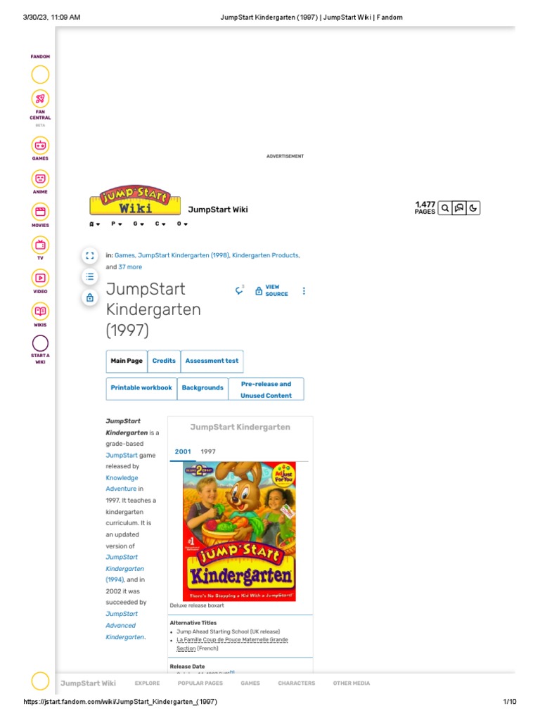 JumpStart Kindergarten (1997) JumpStart Wiki Fandom PDF