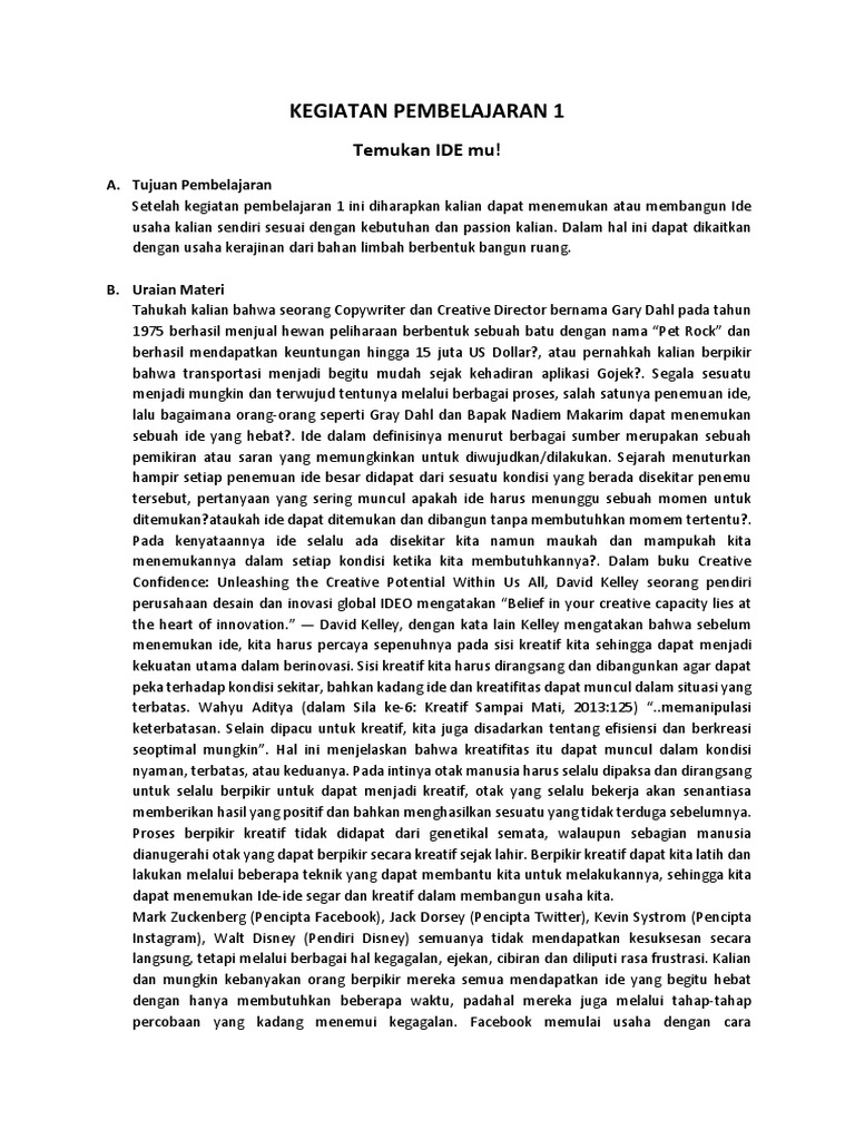 Ringkasan Materi KEGIATAN PEMBELAJARAN 1jjk | PDF