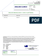 Analisis Clinico: Analisis Inmunologico - Covid 19 (Antigeno)