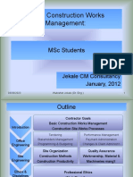 Basic Construction Works Management:: MSC Students