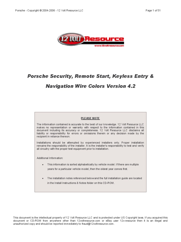 Porsche - Alarm & Remote Start Wiring - Copyright © 2004 ... 2006 impala remote start wiring 