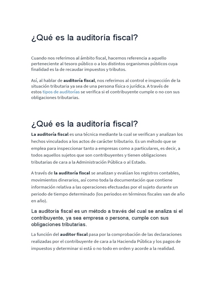 Qué Es La Auditoría Fiscal | PDF | Auditoría | Auditoría financiera