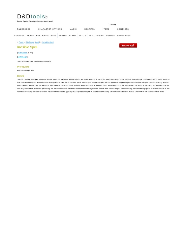 Invisible Spell Feat in D&D 3.5 | PDF | Games & Activities | Language ...