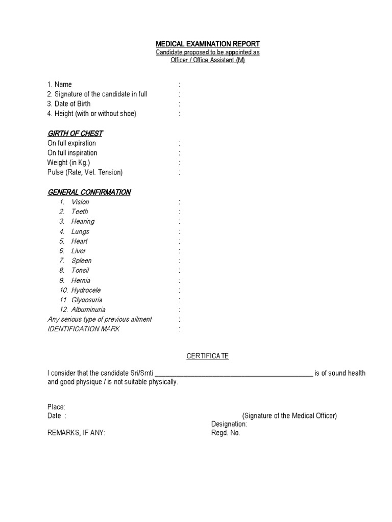 Medical Certificate | PDF