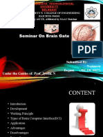 Seminar On Brain Gate: Submitted By: Nazmeen Begum (3SL19CS027) Under The Guides Of: Prof. Jyothi. N