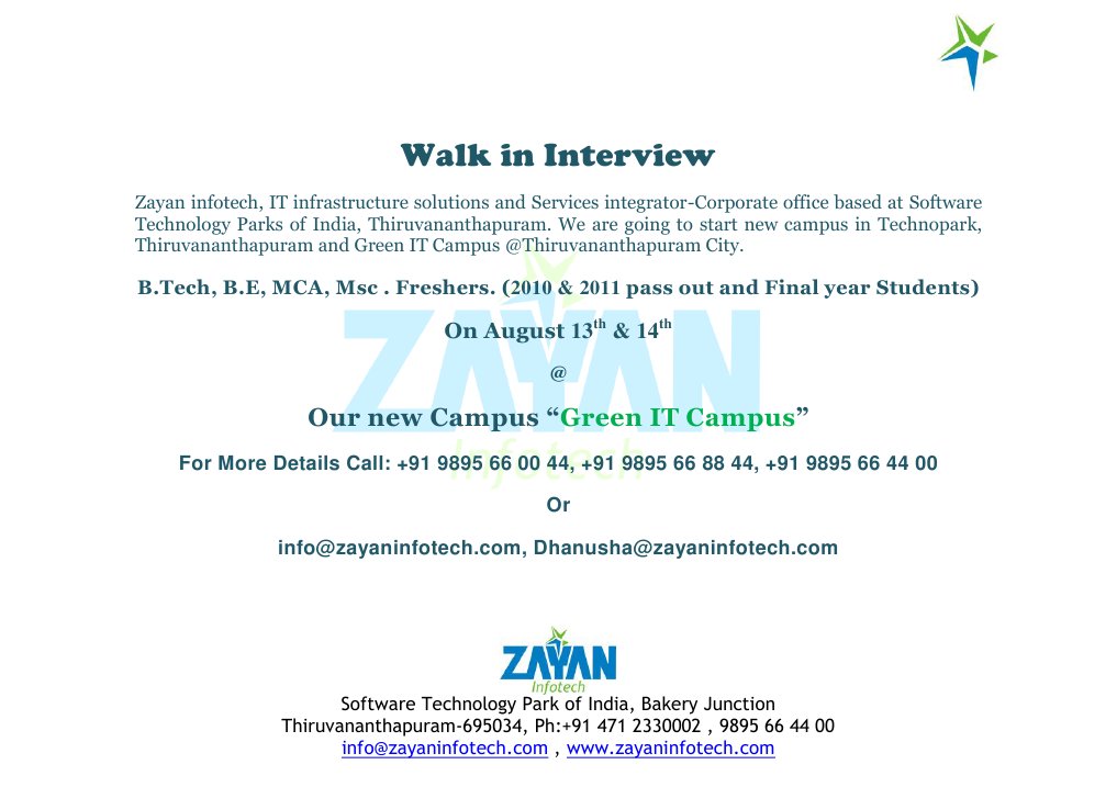 Zayan Infotech Walk-in Interview Notice | PDF | Business