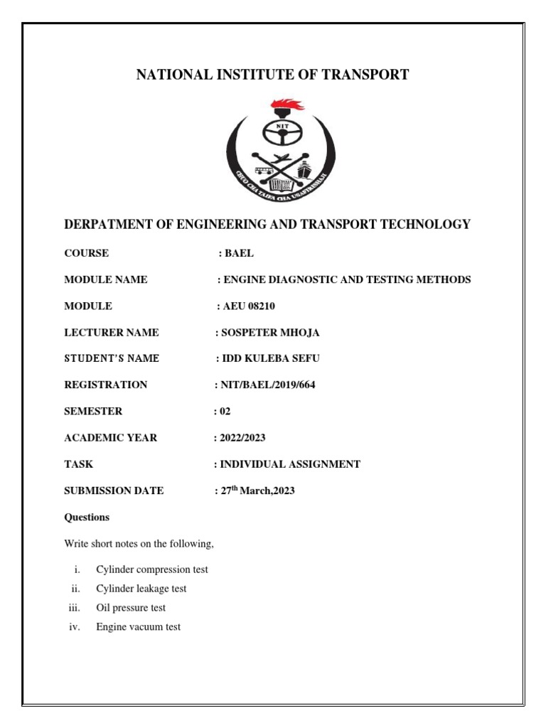 Engine Diagnostic | PDF | Internal Combustion Engine | Propulsion