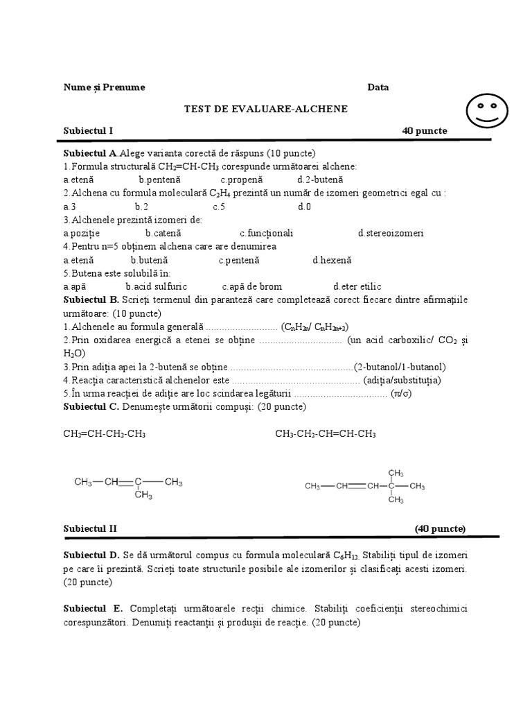 Test Alchene 10 A | PDF