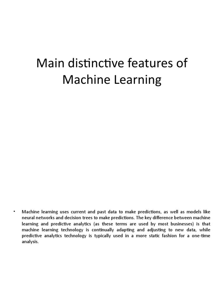 Main Distinctive Features of Machine Learning | Download Free PDF ...