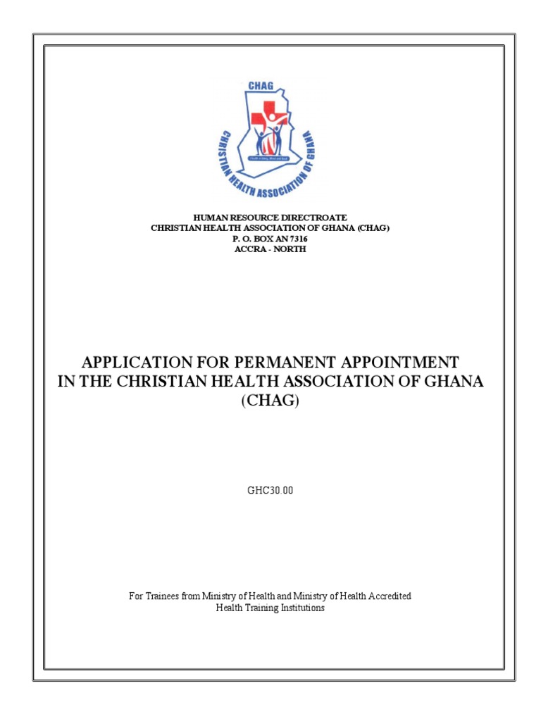 CHAG Permanent Appointment Application | PDF | Nursing | Midwife