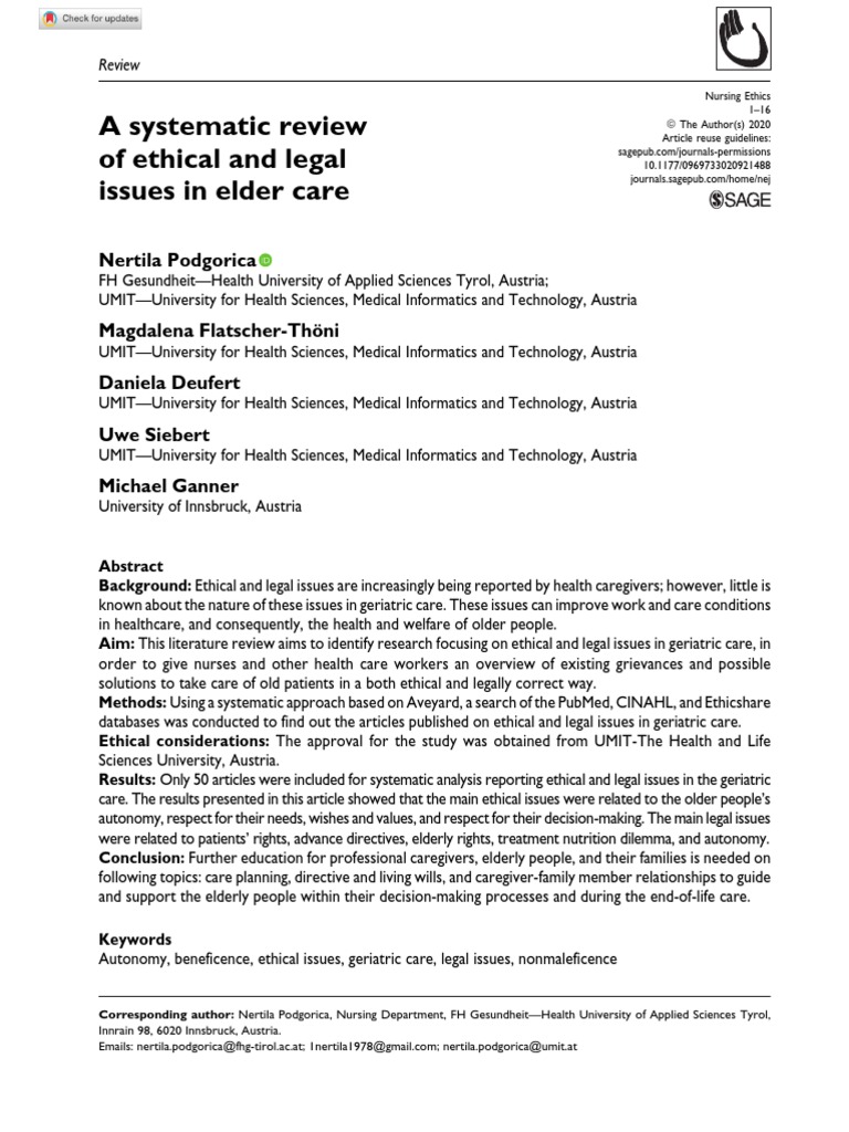 Ethical and Legal Issues in Elder Care | PDF | Medical Ethics | Autonomy