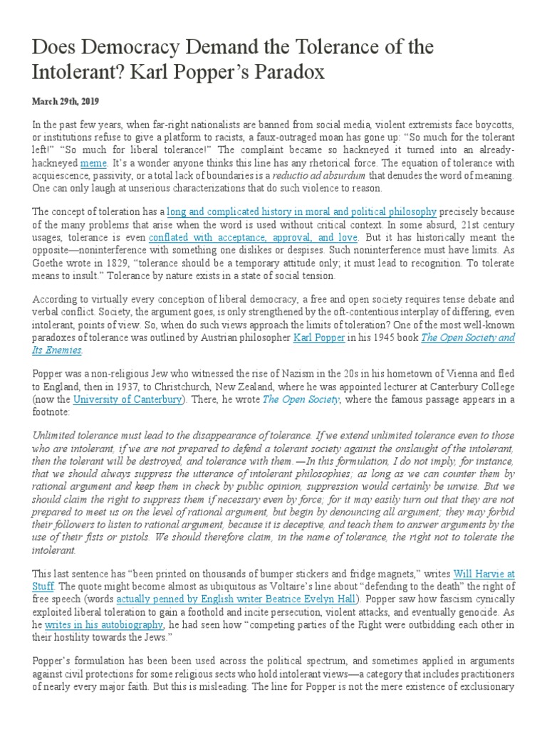 2 - Does Democracy Demand The Tolerance of The Intolerant | PDF ...