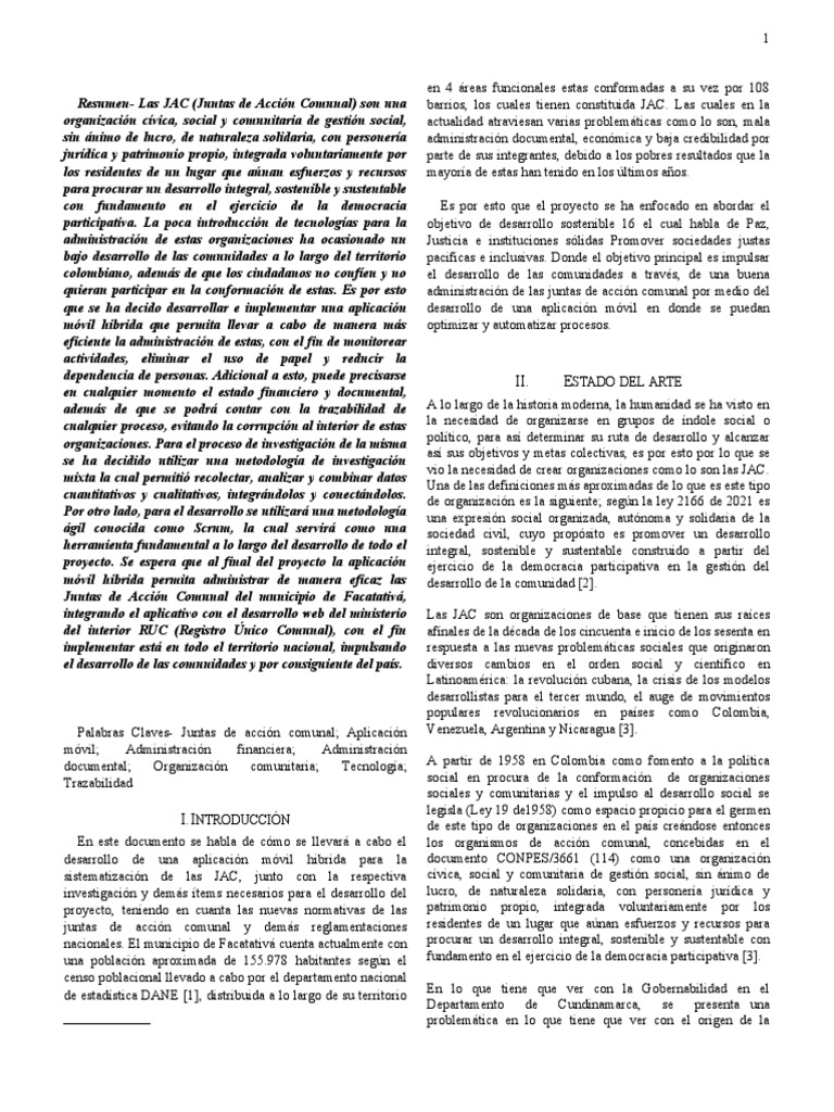 Aplicación Móvil para JAC en Facatativá | PDF | Scrum (desarrollo de ...