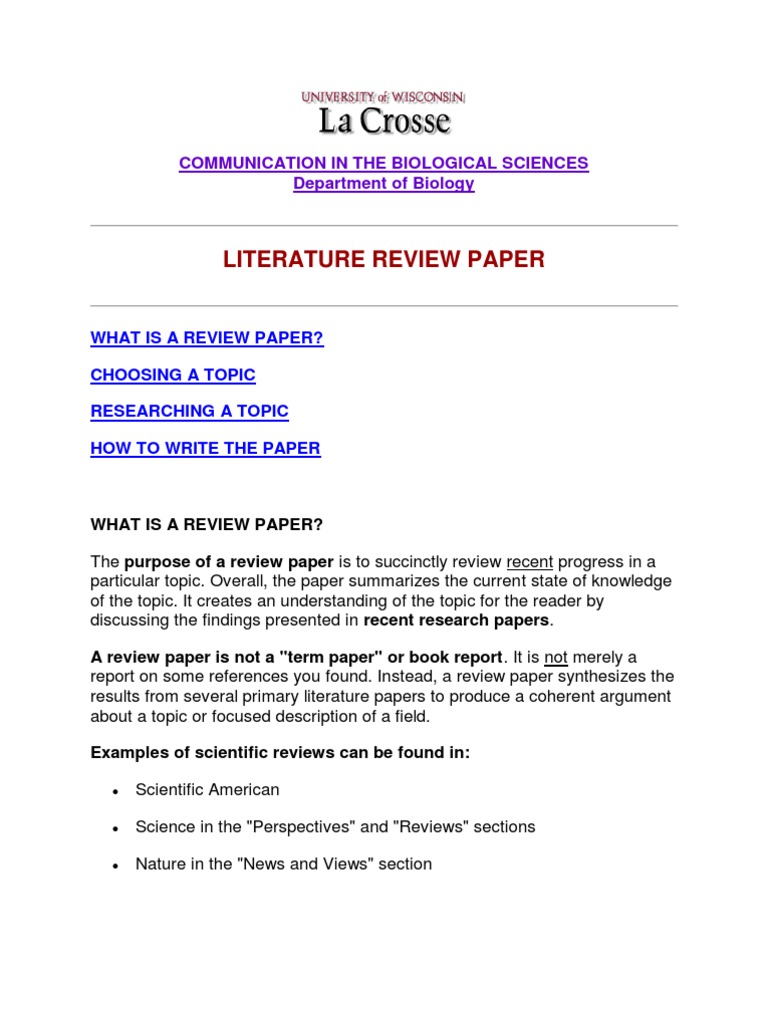Literature Review Paper: Communication in The Biological Sciences ...