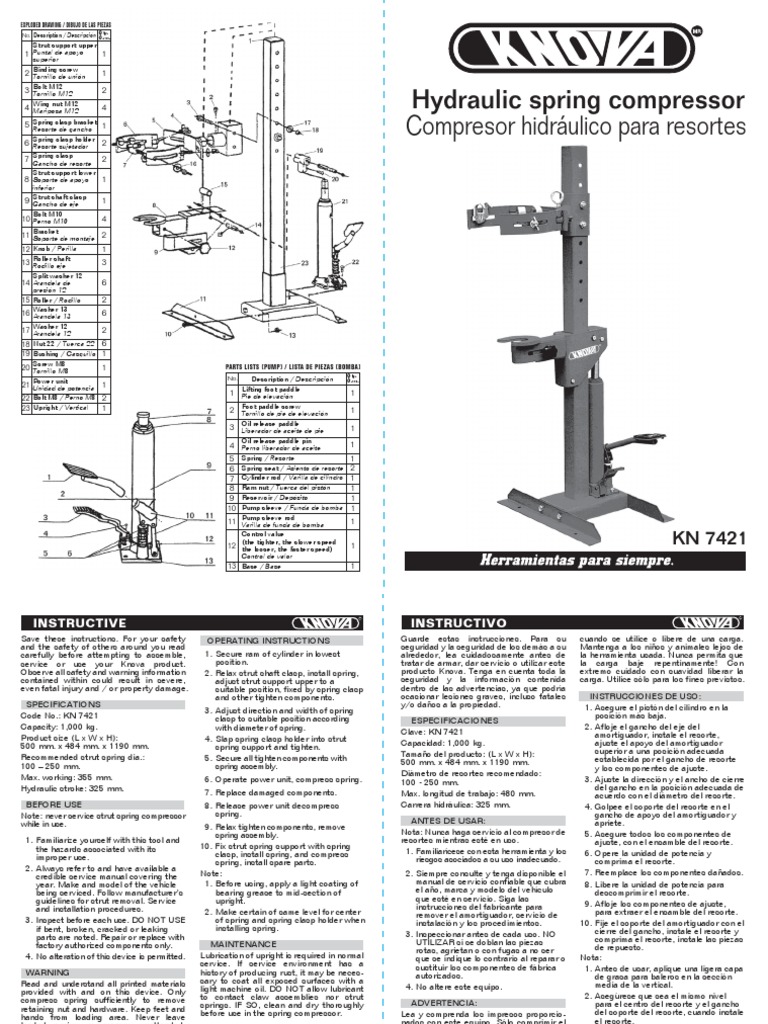 Hydraulic Spring Compressor Compresor Hidráulico para Resortes | PDF ...
