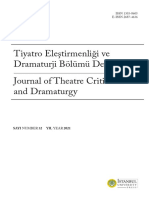 Tiyatro Eleştirmenliği Ve Dramaturji Bölümü Dergisi Journal of Theatre Criticism and Dramaturgy