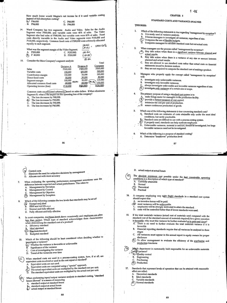 Ch 5 standard cost and variance analysis pdf