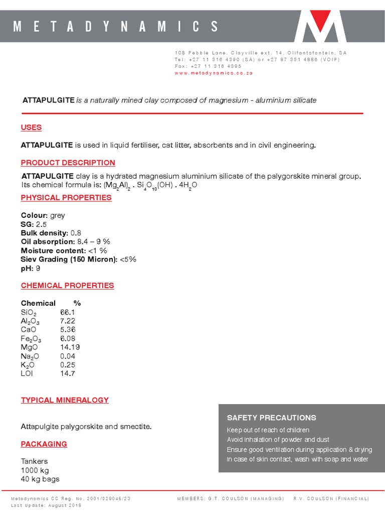 Attapulgite: Properties and Uses | PDF