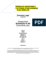 Clothing Store Business Plan Template