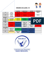 Horario clases 1B primaria