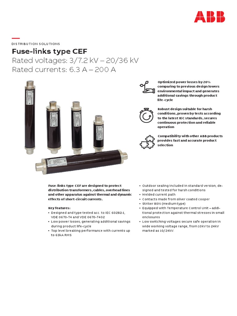 ABB FuseLinks Type CEF EN PDF Fuse (Electrical) Transformer