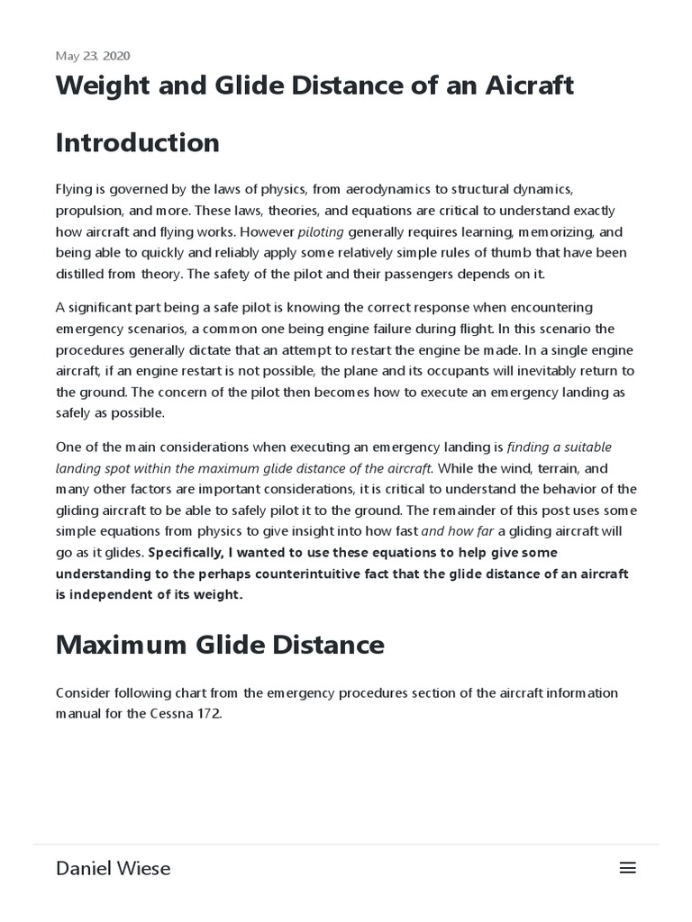 Aicraft Glide Distance Chart : Charts – ANCL