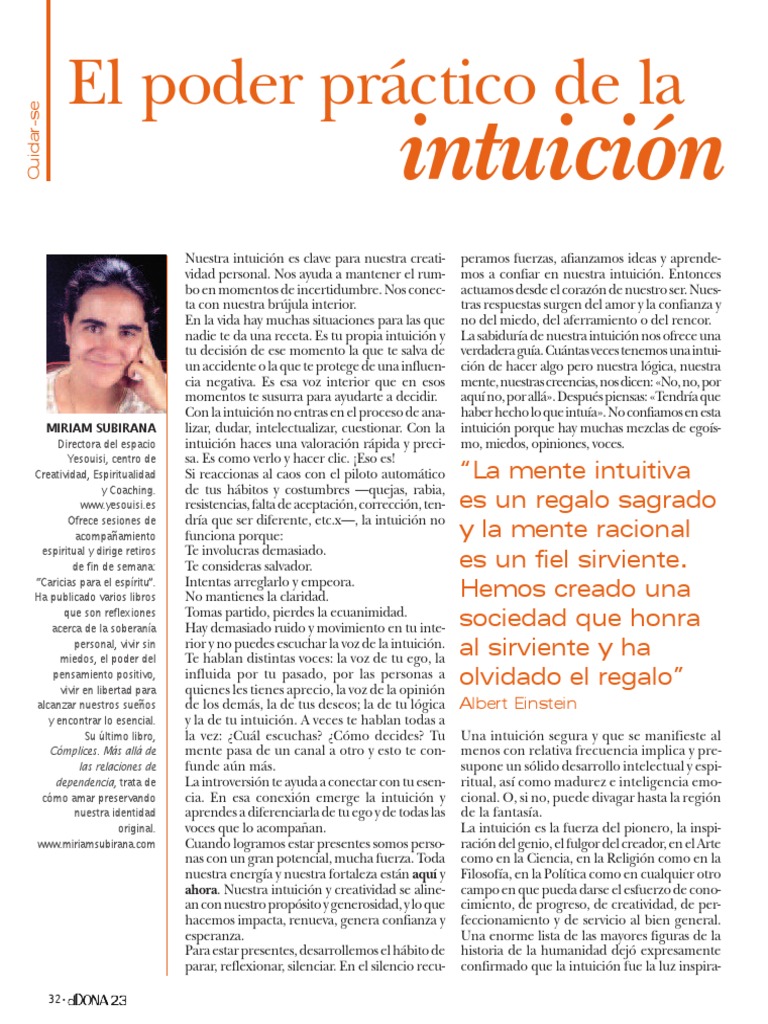 El poder de la intuición en la vida | PDF | Intuición | Mente
