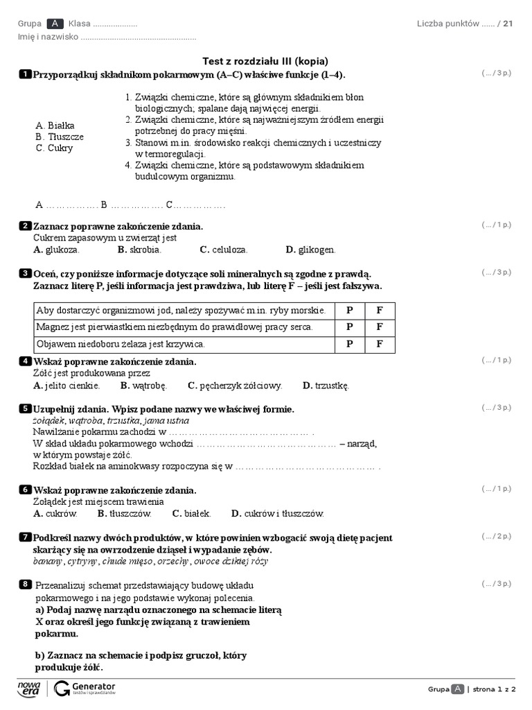 Test z działu III PDF