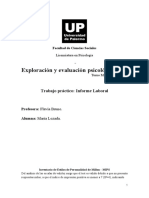 Exploración y Evaluación Psicológica II: Trabajo Práctico: Informe Laboral