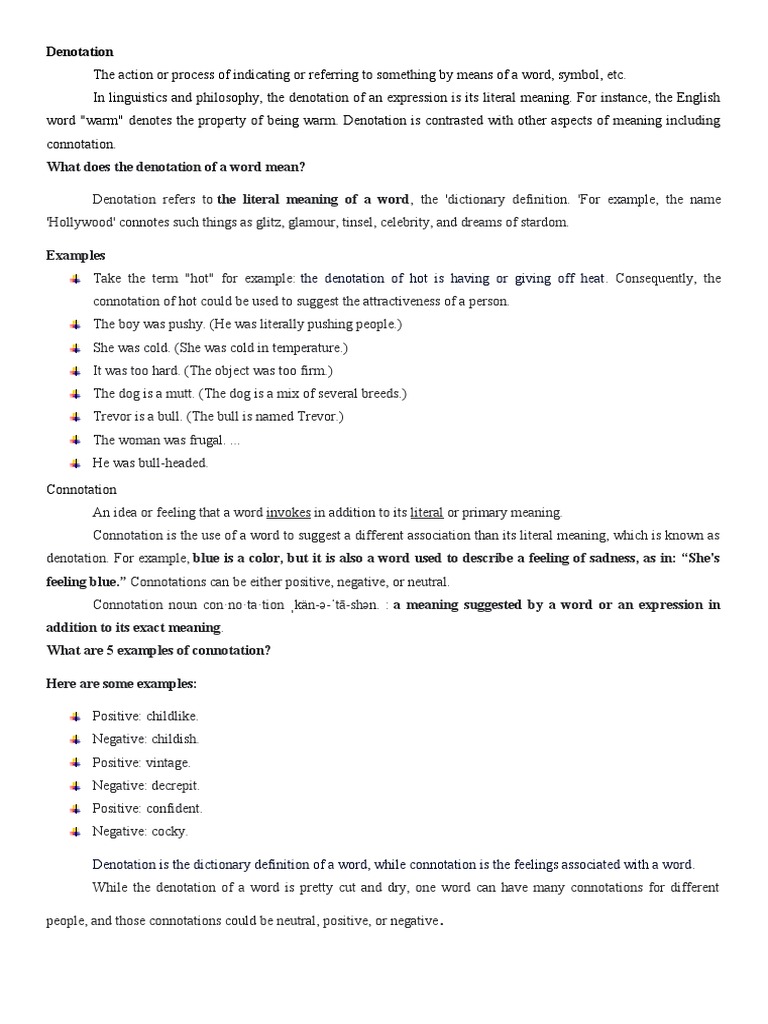 WHAT IS DENOTATION AND CONNOTATION WITH EXAMPLES PDF intelligence overview