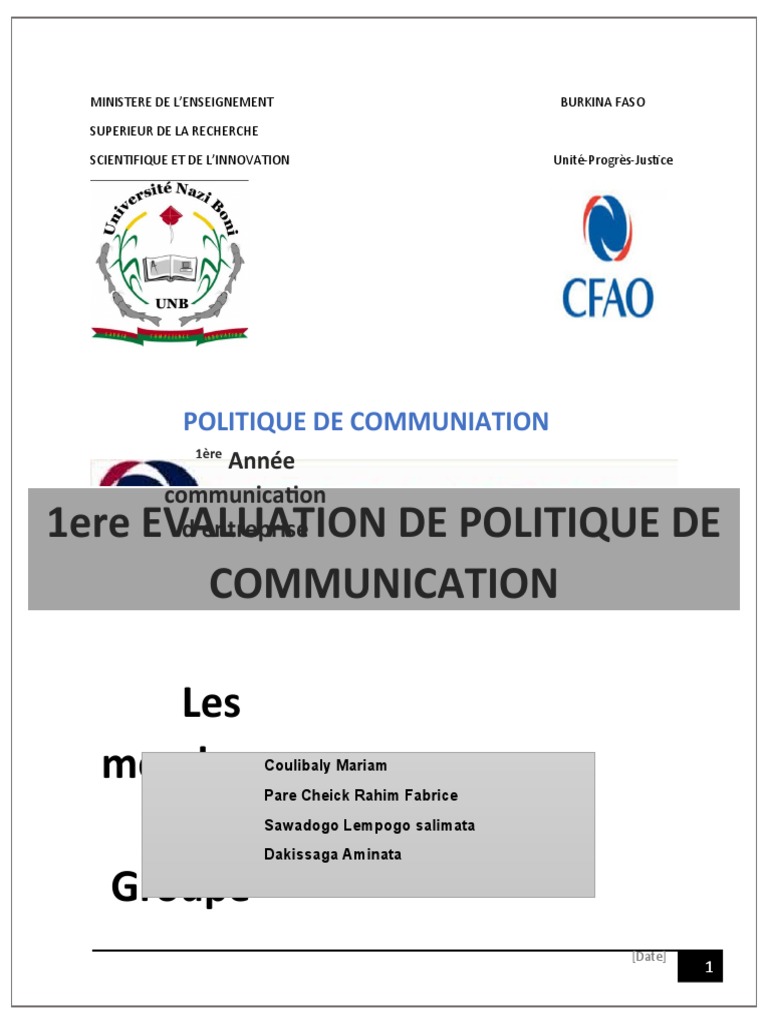 Politique de Communication CFAO Burkina | PDF | Business | la communication