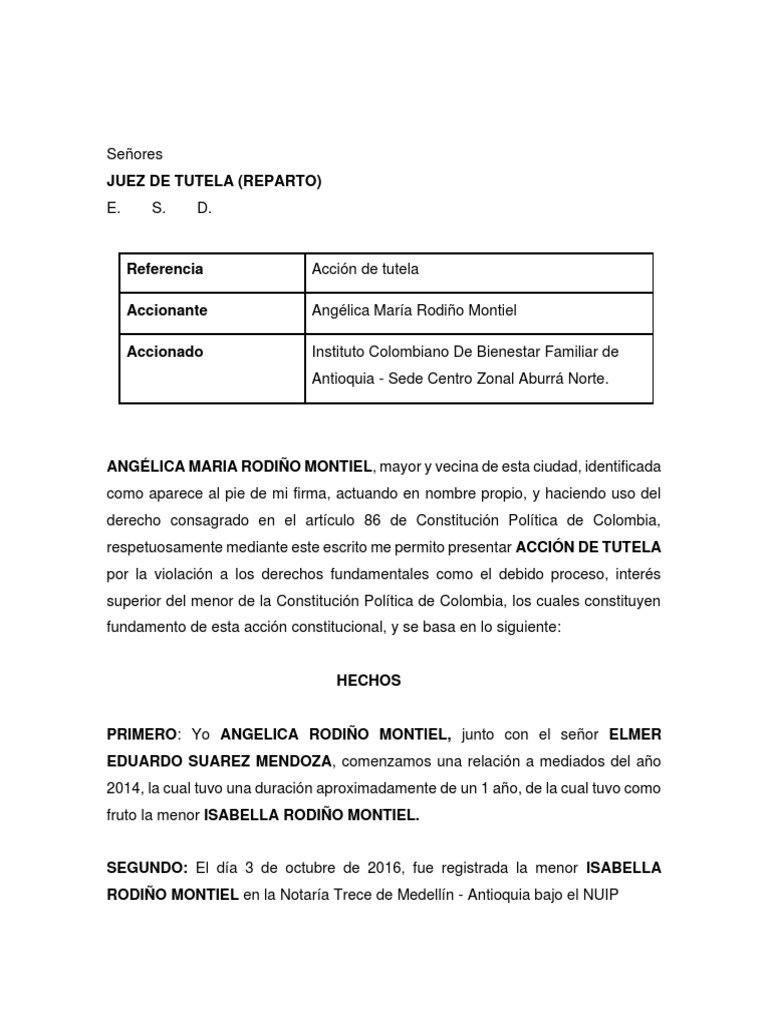 Acción de Tutela (1) 1677545681 - 1678578189 | PDF | Debido al proceso ...