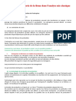 Chapitre 1: La Théorie de La Firme Dans L'analyse Néo Classique