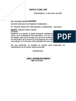 Carta solicita puesto laboral Técnico Informático Gerencia Cotabambas