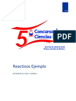 Reactivos Ejemplo: Matemáticas, Física Y Química