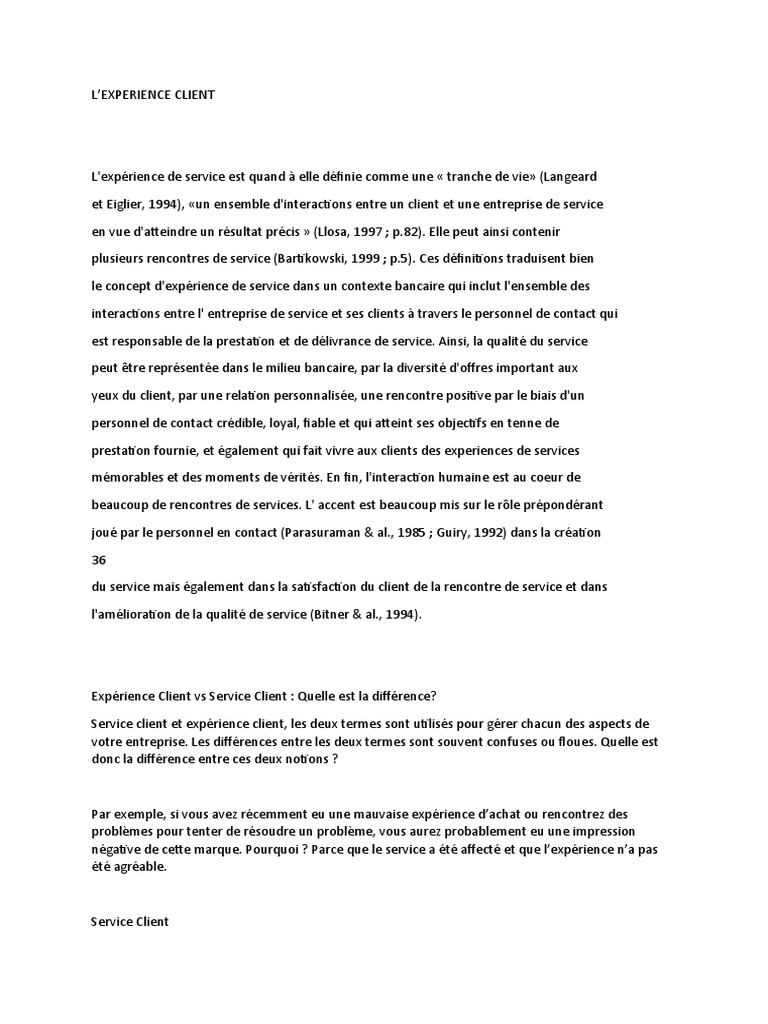Évaluation de l'Expérience Client | PDF | Expérience | Gestion de la ...