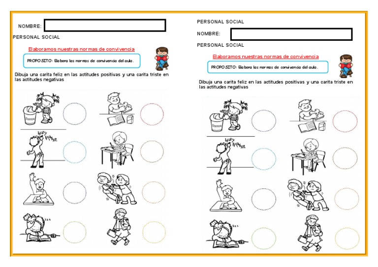 E1 Ficha D1 Ps Elaboramos Nuestras Normas De Convivencia Imprimir Pdf