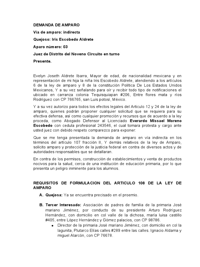 Demanda de Amparo | PDF | Justicia | Crimen y violencia