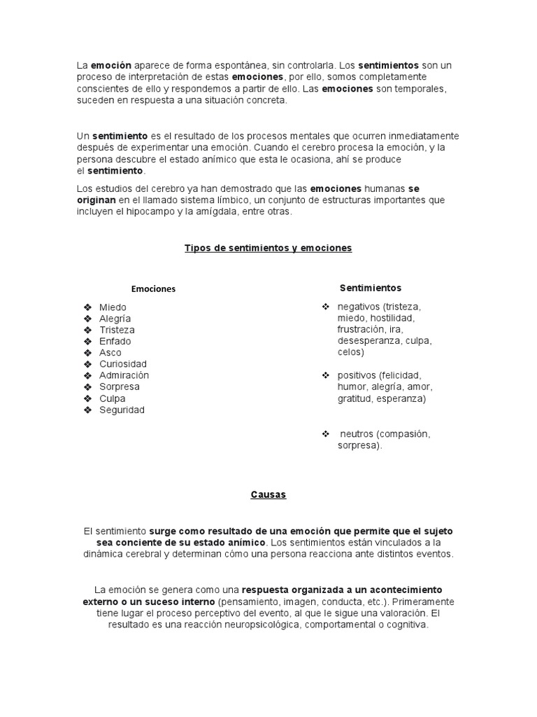 Emociones y Sentimientos Concepto | PDF | Las emociones | Mente