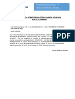 Constancia de Experiencia Formativas en Situación Reales de Trabajo