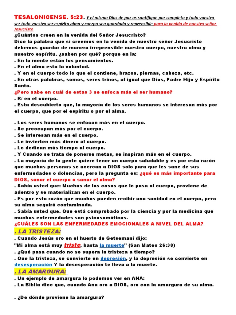Sanidad Del Alma | PDF | Alma | espíritu Santo