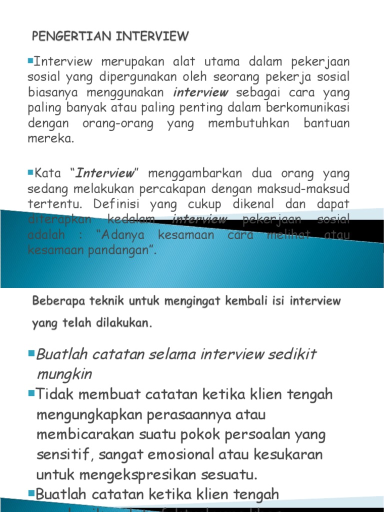 Teknik Interview dalam Pekerjaan Sosial | PDF