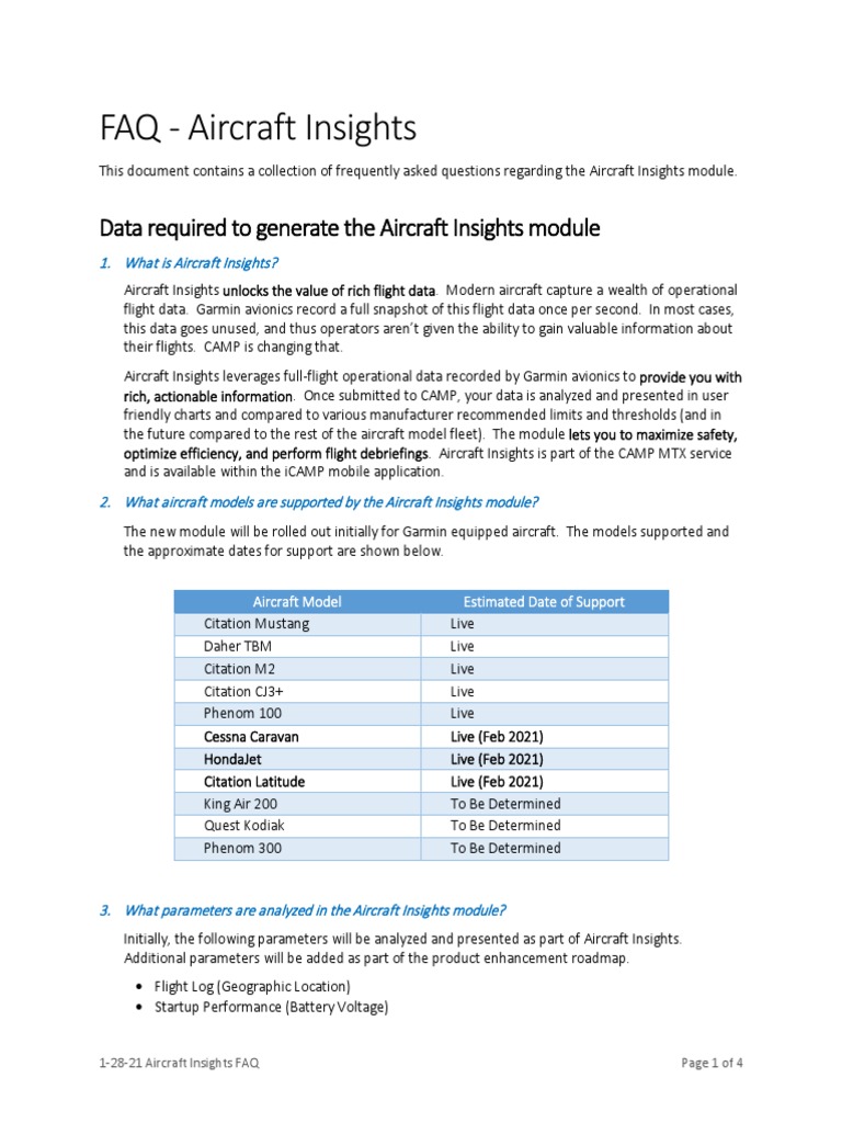 Aircraft Insights Faq Pdf Mobile App Computing