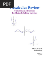 Precalculus Review: Summary and Exercises For Students Taking Calculus