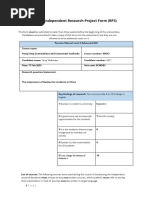 Independent Research Project Form RP3 | PDF
