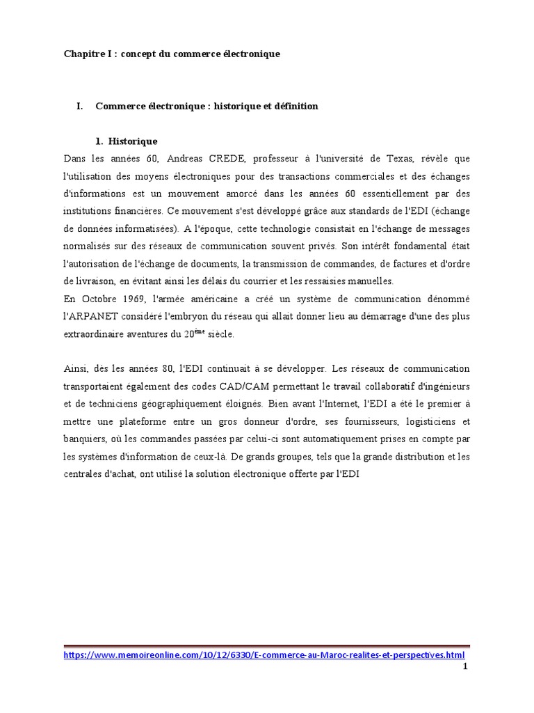 Chapitre I Concept Du E-Commerce GENERAL | PDF | Commerce électronique ...