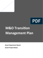M&O Transition Management Plan: (Insert Department Name) (Insert Project Name)