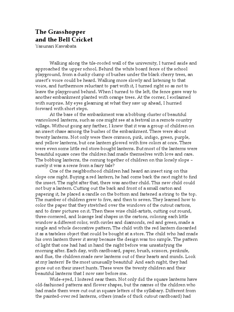 and Bell Cricket by Kawabata PDF