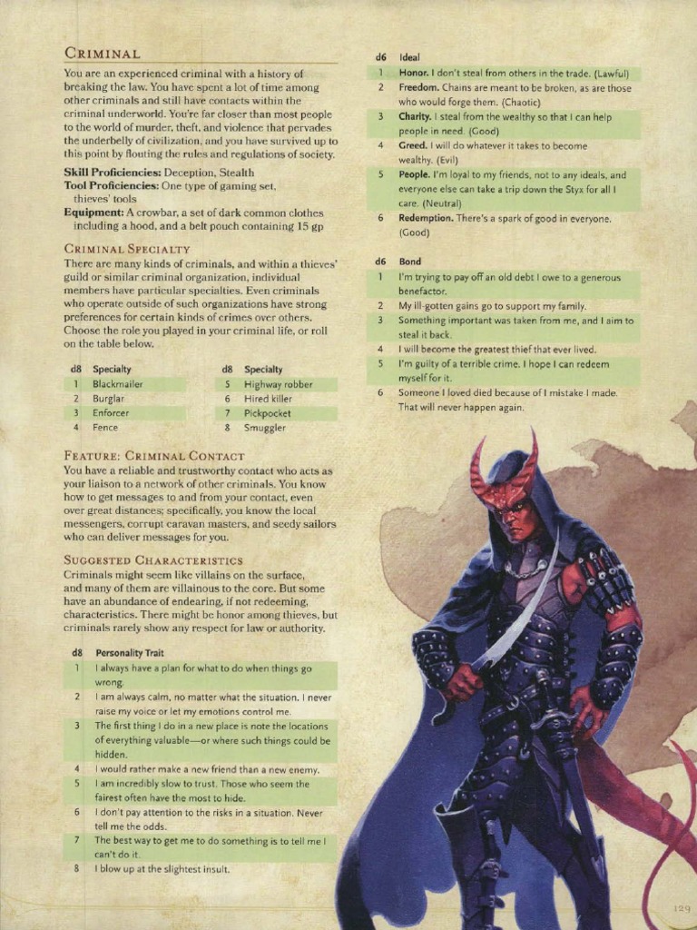 D&D 5E - Player's Handbook - Criminal (Dragged) | PDF
